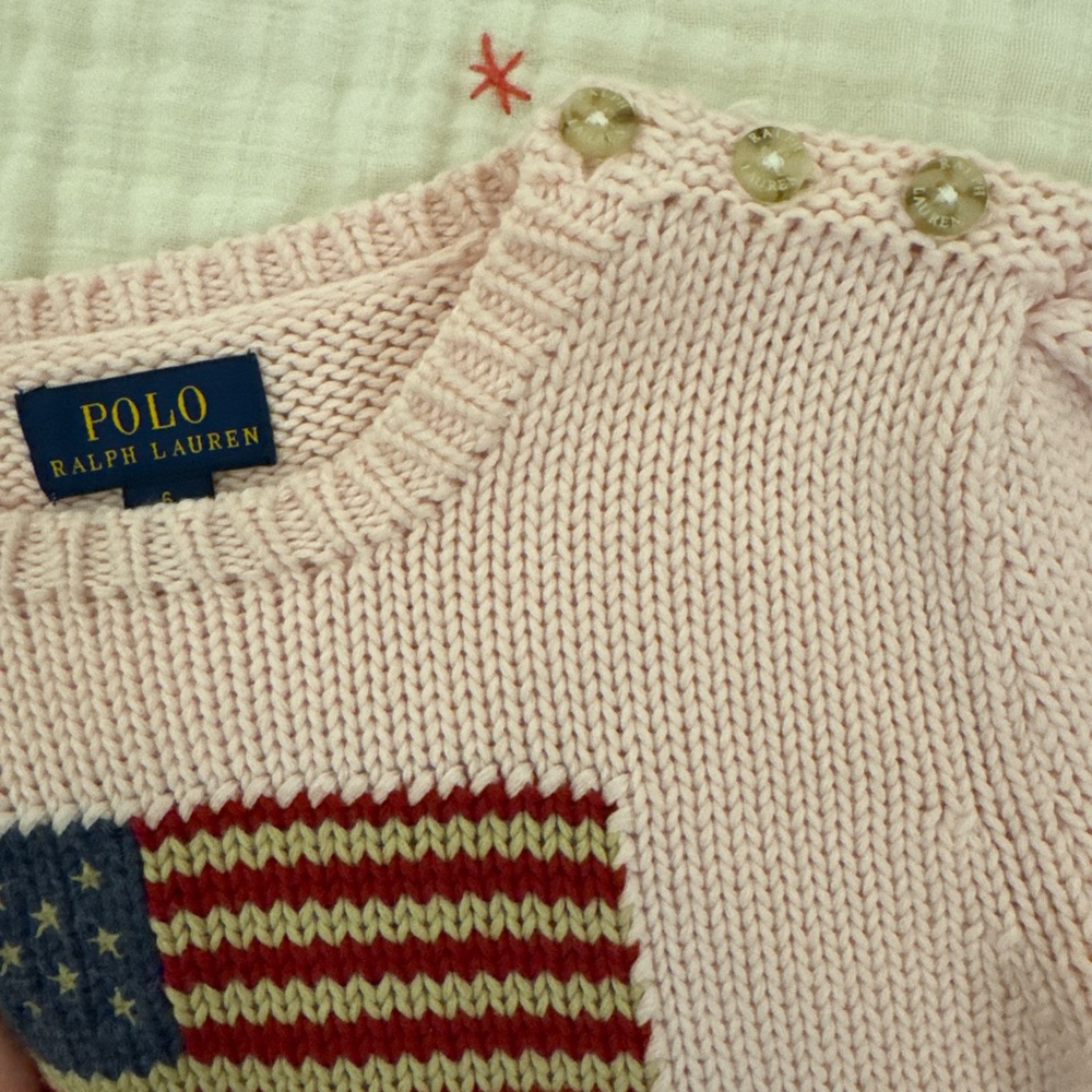 Rare Girls Polo Ralph Lauren knit American flag sweater sz 6 🇺🇸 - Picture 3 of 6
